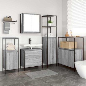 Juego de muebles de baño 5 pcs Gris 76.5 x 35 x 95 cm