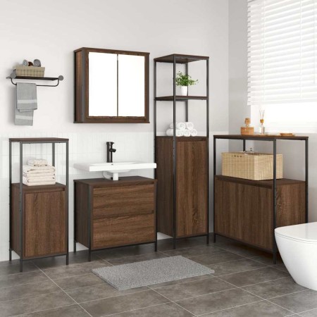 Juego de muebles de baño 5 pcs Marrón 76.5 x 35 x 95 cm