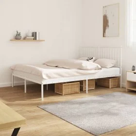 White metal bed frame with headboard 140x200 cm by vidaXL, Beds and slatted bases - Ref: Foro24-350932, Price: 97,36 €, Disco...