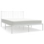 Bettgestell aus weißem Metall mit Kopfteil 140x200 cm von vidaXL, Betten und Lattenroste - Ref: Foro24-350932, Preis: 98,95 €...