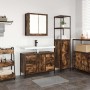 Juego de muebles de baño con cajón 2 pcs Roble ahumado y Negro