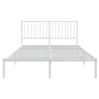 Bettgestell aus weißem Metall mit Kopfteil 140x200 cm von vidaXL, Betten und Lattenroste - Ref: Foro24-350932, Preis: 98,95 €...