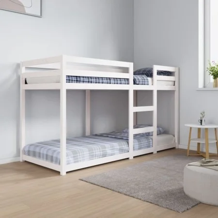 Etagenbett aus massivem weißem Kiefernholz, 75 x 190 cm von vidaXL, Betten und Lattenroste - Ref: Foro24-821660, Preis: 154,3...