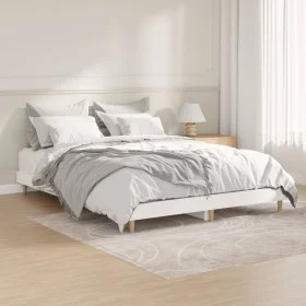 White engineered wood bed frame 135x190 cm by vidaXL, Beds and slatted bases - Ref: Foro24-832077, Price: 130,21 €, Discount: %