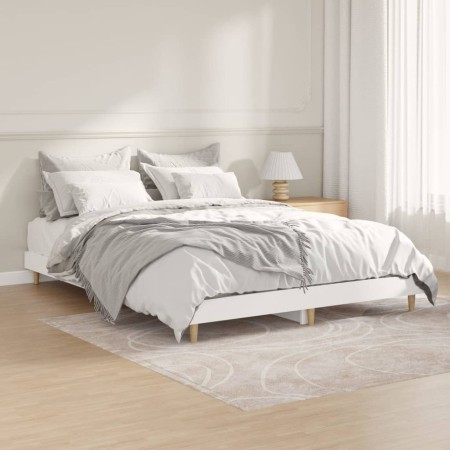 White engineered wood bed frame 135x190 cm by vidaXL, Beds and slatted bases - Ref: Foro24-832077, Price: 132,48 €, Discount: %