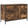 Juego de muebles de baño con cajón 3 pcs Roble ahumado y Negro
