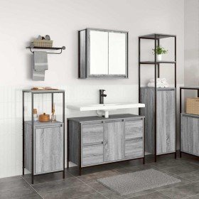 Juego de muebles de baño con cajón 3 pcs Gris sonoma y Negro