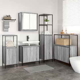 Juego de muebles de baño con estante 5 pcs Gris sonoma y Negro