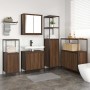 Juego de muebles de baño 5 pcs Madera de roble marrón y Negro
