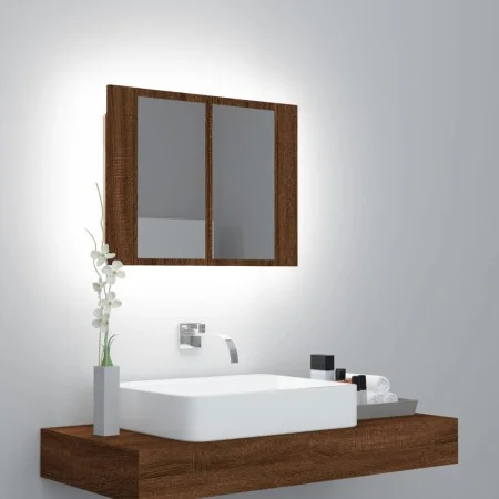 Cabinet with mirror and LED oak brown wood 60x12x45 cm by vidaXL, bathroom vanities - Ref: Foro24-822843, Price: 47,29 €, Dis...