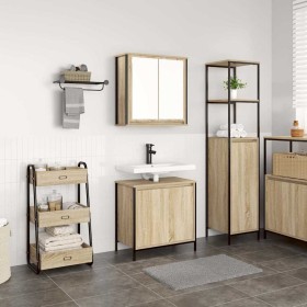 Set de muebles de baño 2 pzas madera contrachapada roble Sonoma