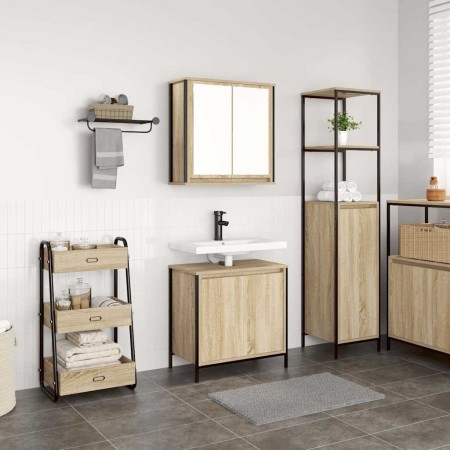Set de muebles de baño 2 pzas madera contrachapada roble Sonoma