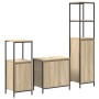 Juego de muebles de baño con estante 3 pcs Roble Sonoma y Negro