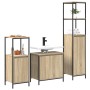 Juego de muebles de baño con estante 3 pcs Roble Sonoma y Negro