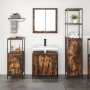 Juego de muebles de baño con puerta 3 pcs Roble ahumado y Negro