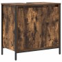 Juego de muebles de baño con puerta 3 pcs Roble ahumado y Negro
