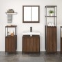 Juego de muebles de baño 3 pcs Madera de roble marrón y Negro