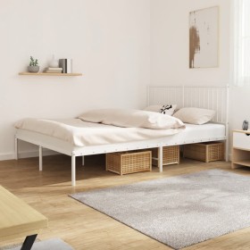 Bettgestell aus weißem Metall mit Kopfteil 160x200 cm von vidaXL, Betten und Lattenroste - Ref: Foro24-350934, Preis: 102,68 ...
