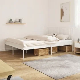 White metal bed frame with headboard 160x200 cm by vidaXL, Beds and slatted bases - Ref: Foro24-350934, Price: 100,03 €, Disc...