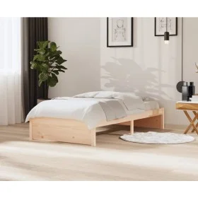 Solid wood bed frame 100x200 cm by vidaXL, Beds and slatted bases - Ref: Foro24-814939, Price: 122,29 €, Discount: %