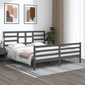 Estructura de cama madera maciza gris Super King 1
