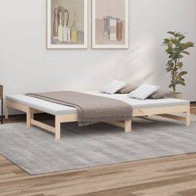 Sofá cama extraíble madera maciza de pino 2x(80x200) cm