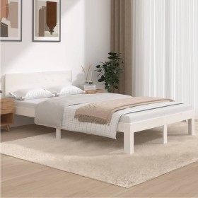 Massives Bettgestell aus weißem Kiefernholz, 120 x 200 cm von vidaXL, Betten und Lattenroste - Ref: Foro24-810491, Preis: 123...