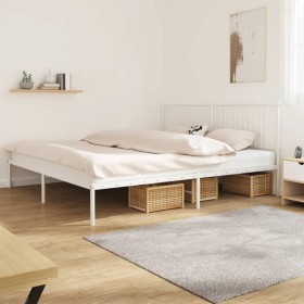 Estructura de cama con cabecero metal blanca 200x200 cm