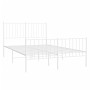 Metal bed frame with headboard and white footboard 120x190 cm by vidaXL, Beds and slatted bases - Ref: Foro24-350946, Price: ...