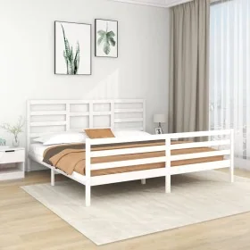 Estructura de cama madera maciza blanco 200x200 cm