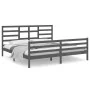 Solid gray pine wood bed frame 200x200 cm by vidaXL, Beds and slatted bases - Ref: Foro24-3105882, Price: 172,13 €, Discount: %