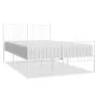 Metal bed frame with headboard and white footboard 135x190 cm by vidaXL, Beds and slatted bases - Ref: Foro24-350948, Price: ...