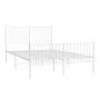 Metal bed frame with headboard and white footboard 135x190 cm by vidaXL, Beds and slatted bases - Ref: Foro24-350948, Price: ...