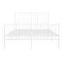 Metal bed frame with headboard and white footboard 135x190 cm by vidaXL, Beds and slatted bases - Ref: Foro24-350948, Price: ...