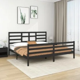 Bettgestell aus massivem schwarzem Kiefernholz, 200 x 200 cm von vidaXL, Betten und Lattenroste - Ref: Foro24-3105884, Preis:...