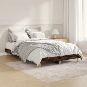 Smoked oak engineered wood bed frame 120x190cm by vidaXL, Beds and slatted bases - Ref: Foro24-832090, Price: 88,16 €, Discou...