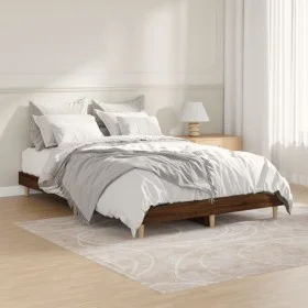 Oak brown engineered wood bed frame 120x190 cm by vidaXL, Beds and slatted bases - Ref: Foro24-832092, Price: 107,36 €, Disco...