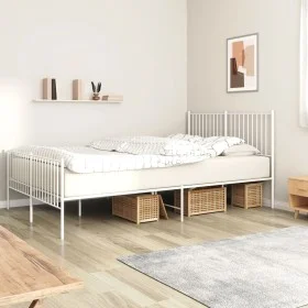 Metal bed frame with headboard and white footboard 160x200 cm by vidaXL, Beds and slatted bases - Ref: Foro24-350952, Price: ...