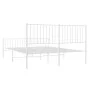 Metal bed frame with headboard and white footboard 160x200 cm by vidaXL, Beds and slatted bases - Ref: Foro24-350952, Price: ...