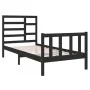 Black single solid wood bed frame 75x190 cm by vidaXL, Beds and slatted bases - Ref: Foro24-3105889, Price: 130,03 €, Discoun...