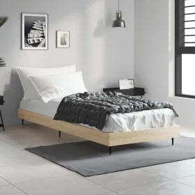 Sonoma oak engineered wood bed frame 75x190 cm by vidaXL, Beds and slatted bases - Ref: Foro24-832312, Price: 66,70 €, Discou...
