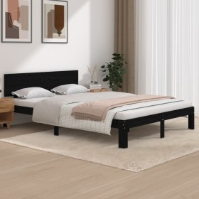 Estructura de cama madera maciza de pino negro 140x200 cm