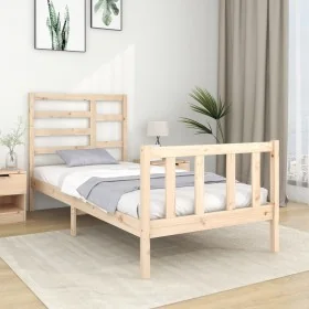 Estructura de cama madera maciza 90x190 cm