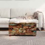 Mesa de centro baúl de madera maciza reciclada 80x40x35 cm