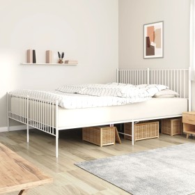 Estructura cama metal con cabecero y pie cama blanco 193x203 cm