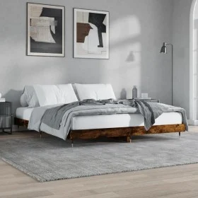Smoked oak engineered wood bed frame 120x200cm by vidaXL, Beds and slatted bases - Ref: Foro24-832154, Price: 90,56 €, Discou...
