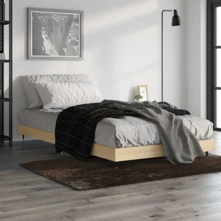 Sonoma oak engineered wood bed frame 100x200 cm by vidaXL, Beds and slatted bases - Ref: Foro24-832160, Price: 67,83 €, Disco...