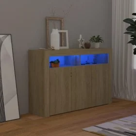 Sideboard mit LED-Leuchten Sonoma Eiche 115,5x30x75 cm von vidaXL, Sideboards - Ref: Foro24-804340, Preis: 104,76 €, Rabatt: %