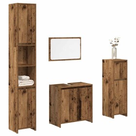 Juego de muebles de baño 4 piezas madera ingeniería envejecida
