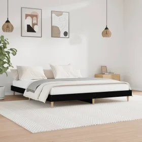 Black engineered wood bed frame 180x200 cm by vidaXL, Beds and slatted bases - Ref: Foro24-832014, Price: 128,55 €, Discount: %